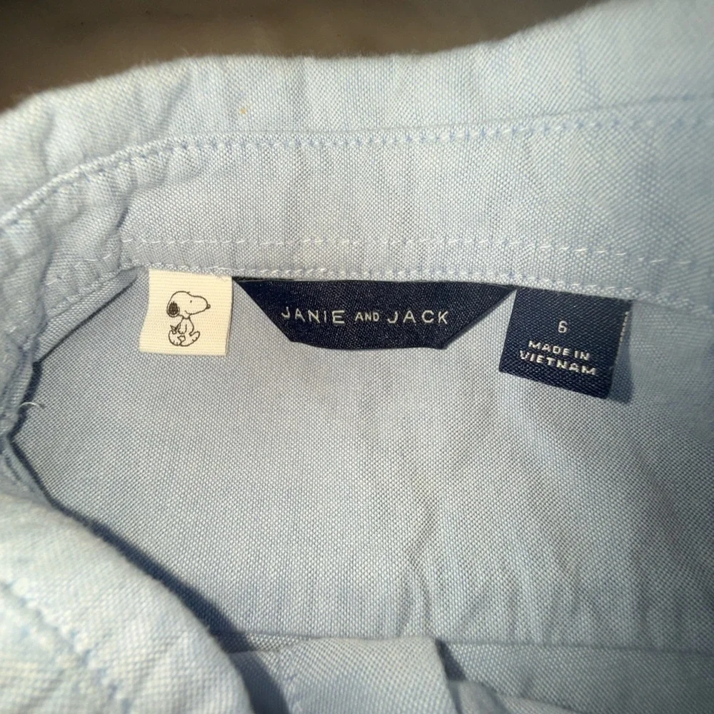 Janie and Jack PEANUTS™ Snoopy Oxford button down Shirt size 6